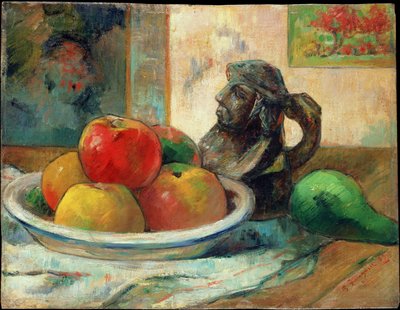 Stilleven met Appels, een Peer en een Keramisch Portretkruik, 1889 door Paul Gauguin